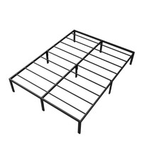 Lit double moderne et simple en fer et bois, base de matelas pliable détachable de taille H avec cadre en acier souple pour chambre à coucher