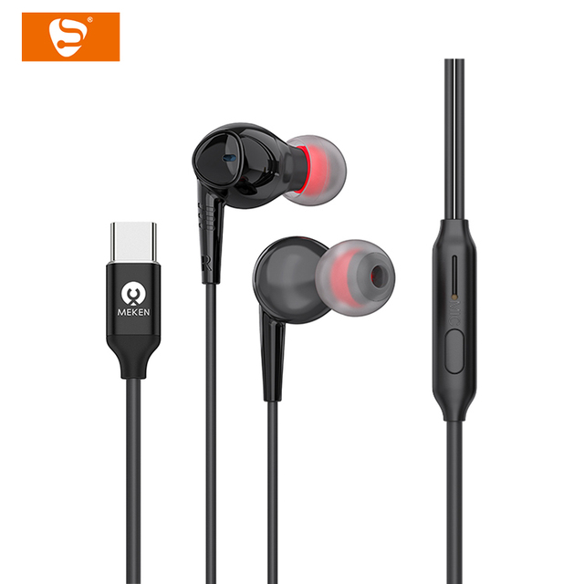 MEKEN ME60C Original Wired Headphone USB C Earphone Type C In-ear Earbuds Headphone With Mic Headset for iPhone 15 16 17Pro  Max