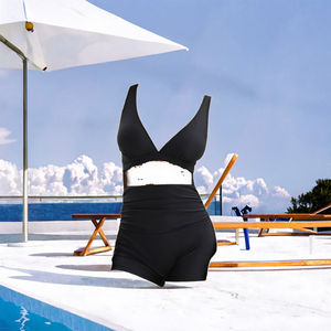 Traje de Baño Corto de Una Pieza para Mujer, Hecho a Mano, con Hombros Descubiertos, con Inserciones de Malla Transparente en la Parte Delantera, Tallas Grandes S-3XL, Ecológico y de Secado Rápido - Product Image 2