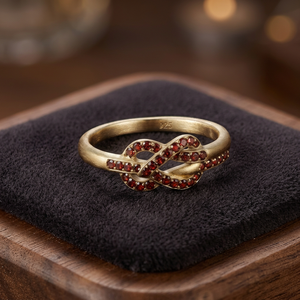 925 Silver Vintage Knot Ring Red Garnet Stone Bezel Set <b>Women's</b> Jewelry <b>for</b> Engagement Wedding Gift <b>Box</b> - Product Image 2