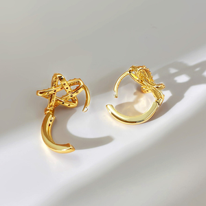 ต่างหูแฟชั่นสำหรับผู้หญิงต่างหูห่วงรูปดาวเพทายชุบทอง18K - Product Image 5