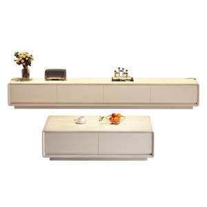 ตู้วางทีวีและโต๊ะกาแฟไม้จริงแบบโมเดิร์นเรียบง่าย ดีไซน์หรูหราพร้อมที่เก็บของใต้ตู้ สำหรับห้องนั่งเล่น - Product Image 5