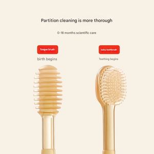 Ensemble brosse à dents et brosse à langue pour bébé de qualité alimentaire, jouet de dentition souple à tenir avec couvercle anti-poussière, pour l'apprentissage et la protection des tout-petits - Product Image 2