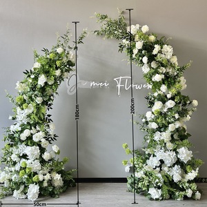 Arco Floral Blanco y Verde, Productos Acabados, Hortensias y Paniculata Blancas, Decoración para Bodas y Hoteles, Arco de Flores para Mesa, Venta al por Mayor - Product Image 3