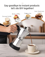 Cafetière électrique en aluminium avec fonction de maintien au chaud, base pivotante à 360 degrés, cafetière expresso, couvercle en verre transparent, facile à nettoyer