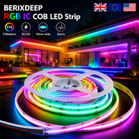 Bande LED COB RGB IC 576 LED/m 12V 10mm BERIXDEEP, couleur magique, sans points, intelligente, réglable, adressable, contrôle par application pour éclairage décoratif