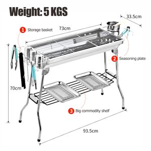 HOMFUL Bestseller: Klappbarer Outdoor-Holzkohlegrill, Verdickter BBQ-<span class=keywords><strong>Grill</strong></span> mit Edelstahlgitter - Product Image 2