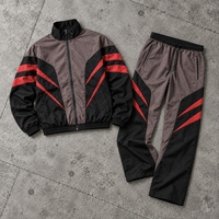 Ensemble de survêtement streetwear oversize pour homme, 100% nylon, léger, avec veste coupe-vent patchwork et pantalon de jogging