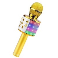 Microphone de karaoké à condensateur sans fil rechargeable avec lumière LED, haut-parleur intégré, micro portable KTV pour fêtes à domicile et chant en extérieur