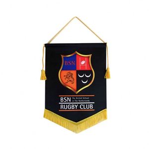Custom Silk Screen Printed Elastic Fabric Waterproof Sports Pennants Hanging Double Sided Stain Pennant Soccer Club Flag - Product Image 4