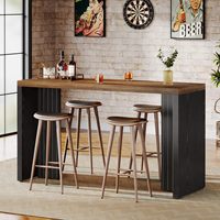 Mesa de Bar Tribesigns de 55,12 pulgadas con una mesa con acabado de mármol falso, mini bar independiente moderno para cocina casera, sala de estar