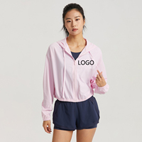 Vente chaude Yoga à capuche crème solaire vêtements décontracté en plein air cyclisme sport Fitness veste coupe-vent Fitness manteau