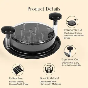 1 ud. Desmenuzador manual de pollo de PP, herramienta para desmenuzar y separar carne, máquina picadora con tapa para pollo y cerdo - Product Image 6