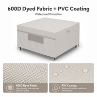 Housses de table et de chaises carrées imperméables HOMFUL pour patio, en PVC 600D enduit, résistantes, pour extérieur