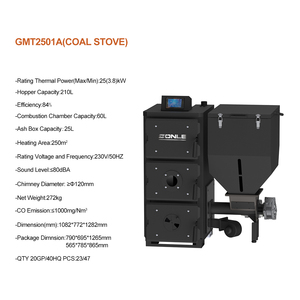 Poêle à charbon d'intérieur moderne GTM2501A 25KW haute puissance avec grande capacité de trémie de 210L, chaudière et foyer - Product Image 3