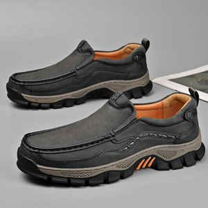 Mocassins en cuir PU pour hommes, à enfiler, semelle en caoutchouc, doublure en peluche, chaussures décontractées - Product Image 3