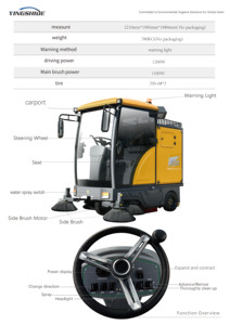 Machine à balayer les trottoirs à grande vitesse, balayeuse électrique pour le nettoyage des routes, pour les allées piétonnières et les parcs urbains - Product Image 6