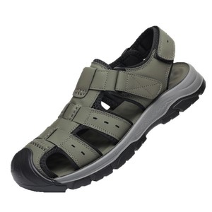 Sandales pour hommes à brides croisées, gris, fermeture velcro, chaussures de sport décontractées pour l'extérieur et la plage - Product Image 5