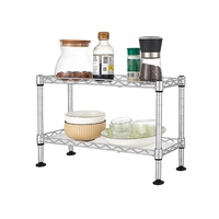 Étagère de rangement en fil métallique à 2 niveaux pour comptoir, mini-étagère de cuisine DIY avec tapis en PP sur table