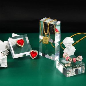 Premium lucido Lucite Display blocco portatile in bianco quadrato in acrilico Base chiara Base in acrilico supporto per esposizione - Product Image 2