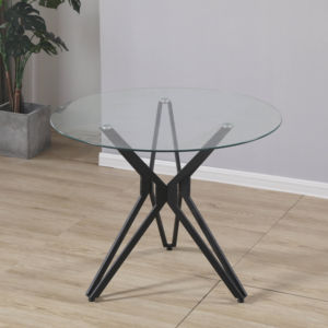 Muebles de comedor personalizados de lujo, <span class=keywords><strong>mesa</strong></span> <span class=keywords><strong>redonda</strong></span> de cristal con patas de metal modernas para el hogar o la cocina del Hotel - Product Image 2