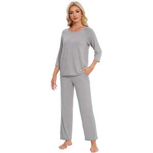 ชุดนอนผู้หญิงขายส่ง แขน 3/4 คอกลม เนื้อผ้านุ่มสบาย มีกระเป๋า ไซส์ S-XXL - Product Image 2