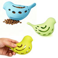 Jouet distributeur de friandises pour chat en silicone en forme d'oiseau, approuvé par la FDA, pour la libération des croquettes