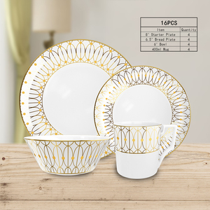 Ensemble d'assiettes en céramique ensemble de <span class=keywords><strong>vaisselle</strong></span> occidentale personnalisé fleur d'or porcelaine fine assiette à dîner ensembles de <span class=keywords><strong>vaisselle</strong></span> - Product Image 4