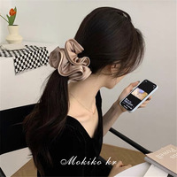 Gros personnalisé de luxe surdimensionné fleur élastique bandeau cheveux grand noir brun cheveux cravates fille femmes Extra Large Satin soie chouchous