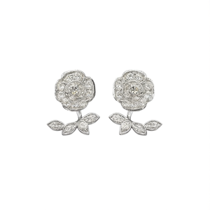 Boucles d'oreilles en or blanc avec diamants ronds taille brillant, couleur D, certifiées GIA, bijoux romantiques pour femmes, pour mariage - Product Image 1