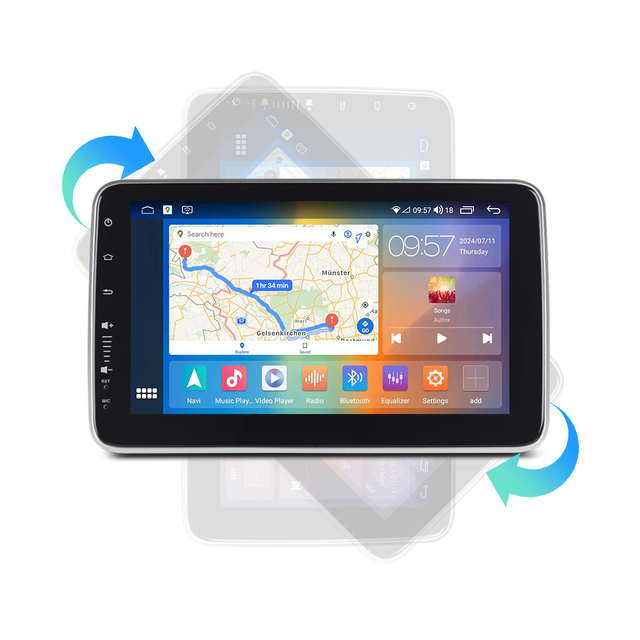 9'' 10'' Universal 360°Rotation Touch Screen 1 Din Android 13 Radio Car Multimedia Player Wireless Auto Carplay