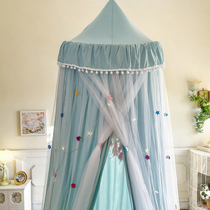 Azul pequeña bola redonda cúpula cama cortina mosquitera para niños luz interior blindaje cama Vurtain parabrisas techo - Product Image 4