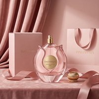 Fournisseur de flacons de parfum en verre, nouveau modèle, 30 ml, 50 ml, 100 ml, flacon de parfum rose avec boîte d'emballage et couvercle doré