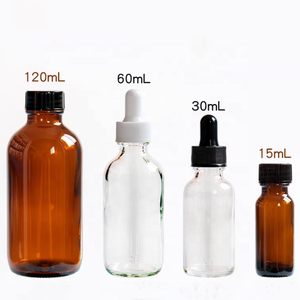 <span class=keywords><strong>Botella</strong></span> de Vidrio Ámbar Transparente con Gotero para Aceites Esenciales y Cuidado de la Piel, Vacía, de 1oz, 2oz, 30ml, 60ml, 250ml, 500ml, 750ml, Estilo Boston - Product Image 5