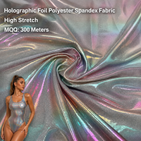 Tissu tricoté en polyester et élasthanne holographique, léger, très extensible, métallisé, pour maillots de bain et vêtements de danse, fourniture directe usine