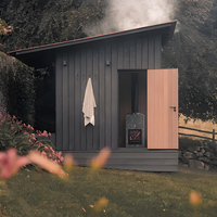 Sauna de Vapor Eléctrica de Sal Marina de Lujo, Tamaño Grande, Moderna, para Exteriores, de Madera Sólida con Luces LED de Estrellas, para Spa y Villa