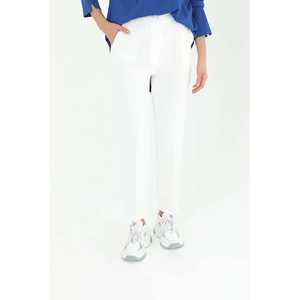 Pantalon Carotte Taille Haute Femme Anti-Plis Couleur Écru 18118PNT - Product Image 5