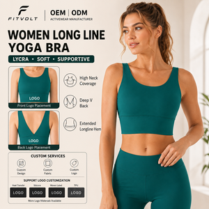FITVOLT Reggiseno Sportivo Leggero ad Alto Supporto per Yoga, Senza Cuciture, con Imbottiture Traspiranti ad Asciugatura Rapida, Scollo a V, Push-up per Fitness e Allenamento - Product Image 1