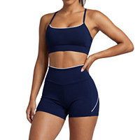 Ensemble de shorts de yoga respirants effet seconde peau, coupe ajustée Y-line, color-block, vêtements de sport décontractés pour femme, course en extérieur et fitness