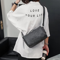 Sac bandoulière de luxe en cuir PU vieilli pour homme, sac messager urbain tendance avec large sangle, logo personnalisé, fabricant en gros