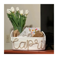Paniers en corde de coton personnalisés avec nom de bébé Vente en gros Paniers de rangement en corde 100% coton Naturel Fabriqué au Viet Nam