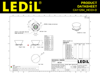 Ledils CA11264_HEIDI-D Lentille PMMA à montage intégré transparente 7-14 avec ruban adhésif diffuseur pour éclairage LED >90% de transmittance