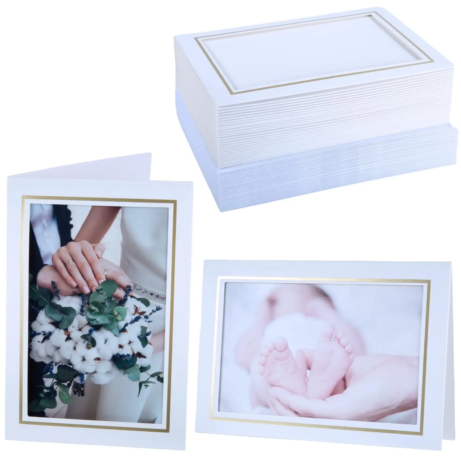 Oem Paper Picture Frame with gold lining Folder for 4*6 cards for wedding,Birthday.Blank photo Insert Note Cards tith envelopes