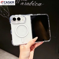 Coque de téléphone pliable transparente en acrylique anti-jaunissement style Ins, compatible avec la charge magnétique sans fil, anti-chute pour iPhone Fold