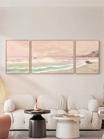 Décoration murale pour la maison et le bureau, art nature, paysage côtier, paysage marin texturé 3D, triptyque, peinture sur toile texturée en relief peinte à la main