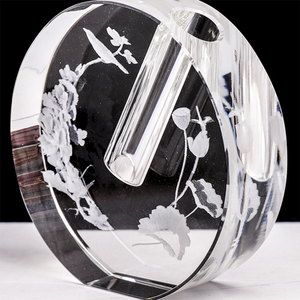 Jarrón de cristal redondo moderno <span class=keywords><strong>con</strong></span> diseño de <span class=keywords><strong>plumas</strong></span> para celebraciones de aniversario - Product Image 4
