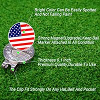 Marqueur de balle de golf magnétique avec logo personnalisé Marqueur de balle de golf en métal avec clip pour chapeau Logo drapeau américain Design Marqueurs de golf