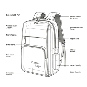 Sac à dos pour ordinateur portable avec logo personnalisé, sac à dos de voyage d'affaires antivol avec port de charge USB, sac à dos pour ordinateur portable imperméable - Product Image 4