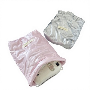 Sac de rangement souple pour appareil photo, rose, blanc, argenté, en PU brillant, pour fille, portable, mignon, avec cordon de serrage, anti-chute, pour activités de plein air - Product Image 6
