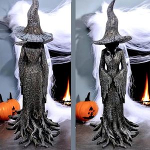 Witt, estatua de bruja encantadora para Halloween, obra de arte de resina pintada a mano, decoración de jardín perfecta con patrón de Anime y Animal - Product Image 3